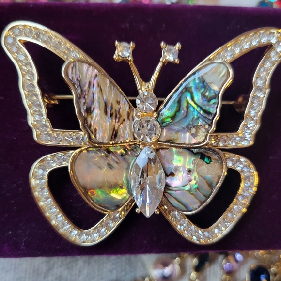 Butterfly Brooch NIB ~ Charter Club ~ Abalone & Rhinestone ~ Boho Chic! - Picture 3 of 16